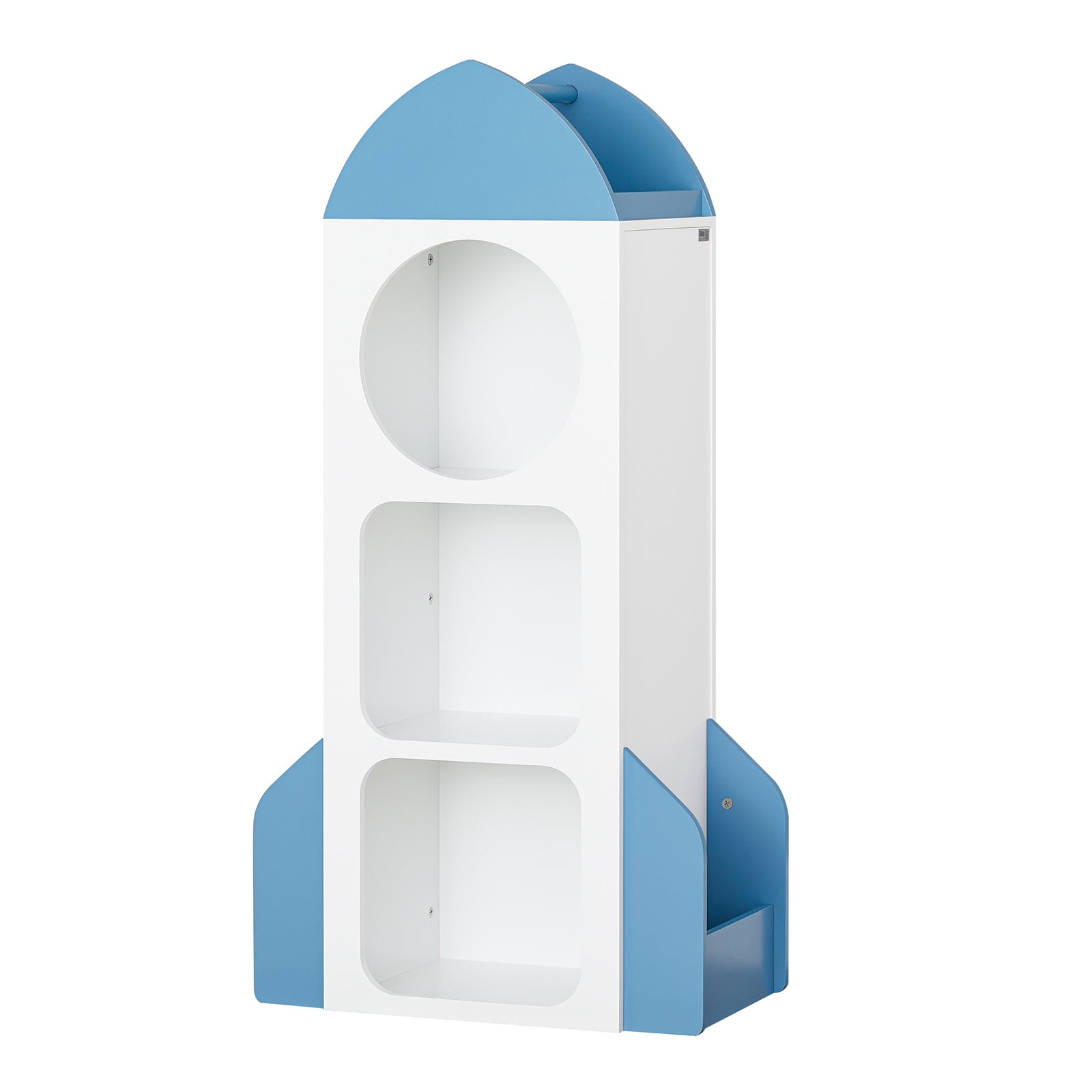 foto del prodotto scaffale per bambini mobili per cameretta bianco azzurro 61x32x120cm kmb87 w