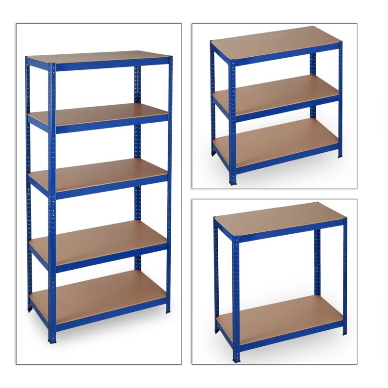 foto del prodotto scaffale per carichi pesanti con clip cantina per garage 180 cm blu acciaio 130001058
