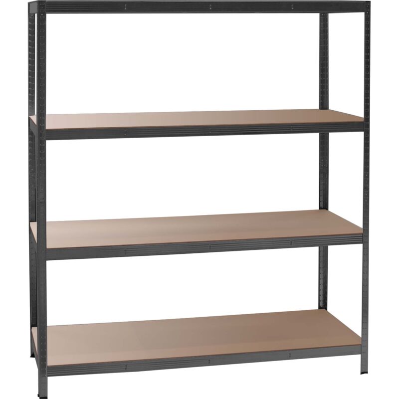 foto del prodotto scaffale per carichi pesanti nero 160x60x180cm sistema a incastro 4 ripiani 175kg piano wiltec