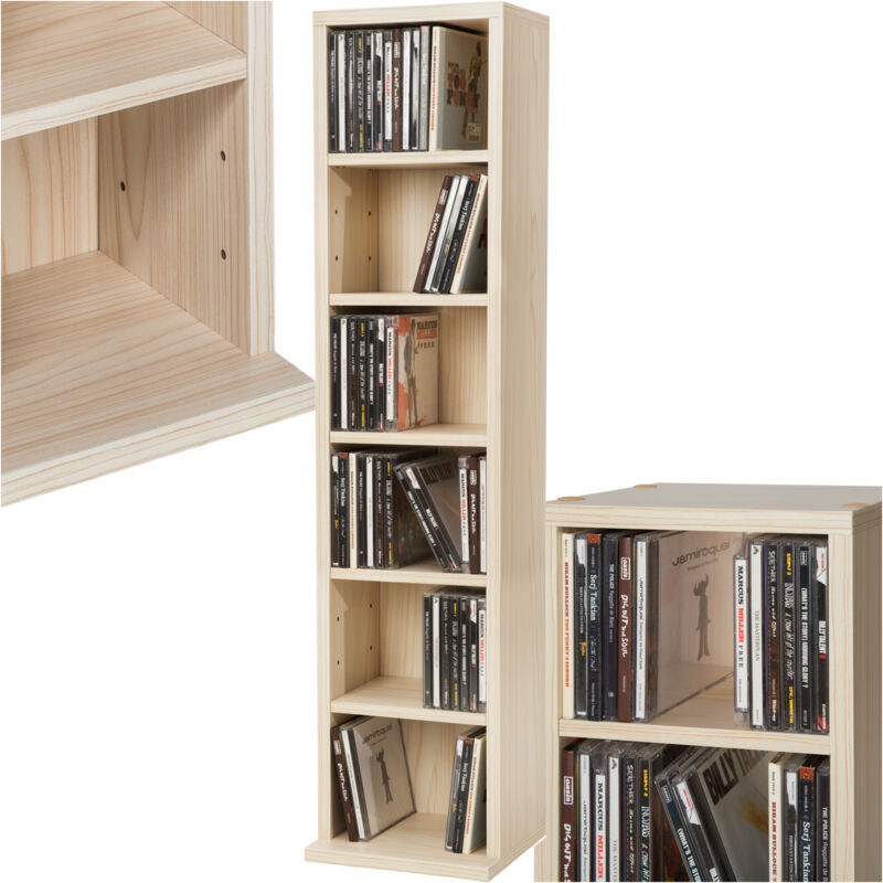 foto del prodotto scaffale per cd con 6 scomparti per 102 cd 90 x 21 x 20 cm porta cd, mobile porta cd, porta cd da parete