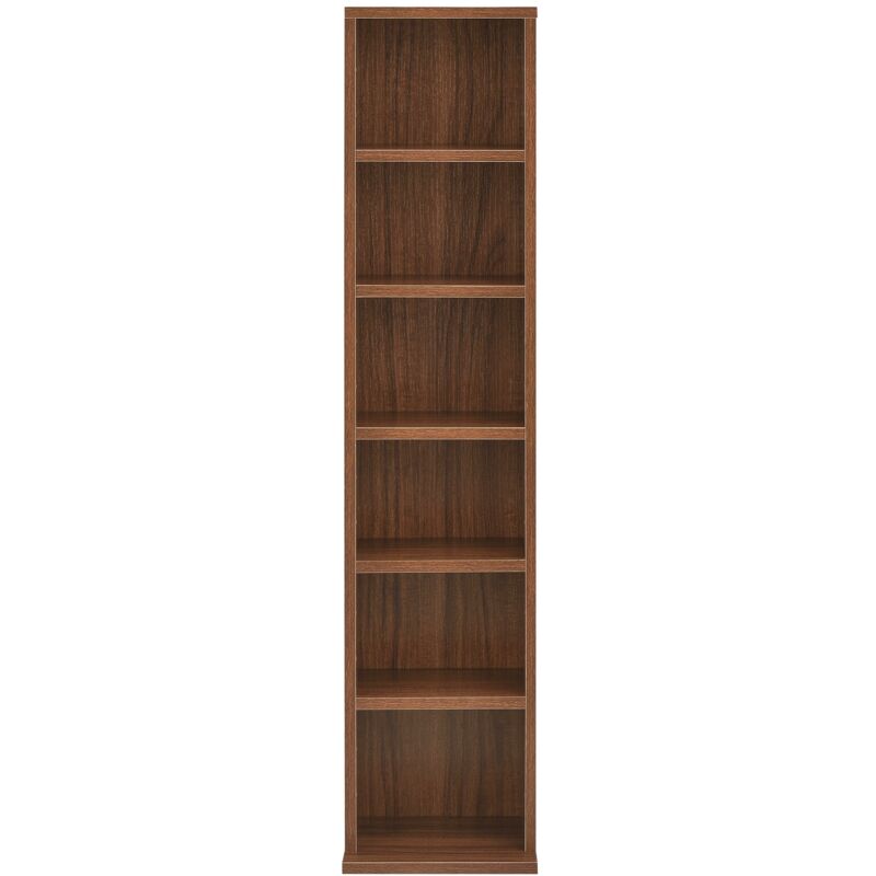 foto del prodotto scaffale per cd torre per cd dvd portaoggetti 6 superfici di appoggio 90 x 20 x 20 cm mdf melaminico effetto noce 030001678