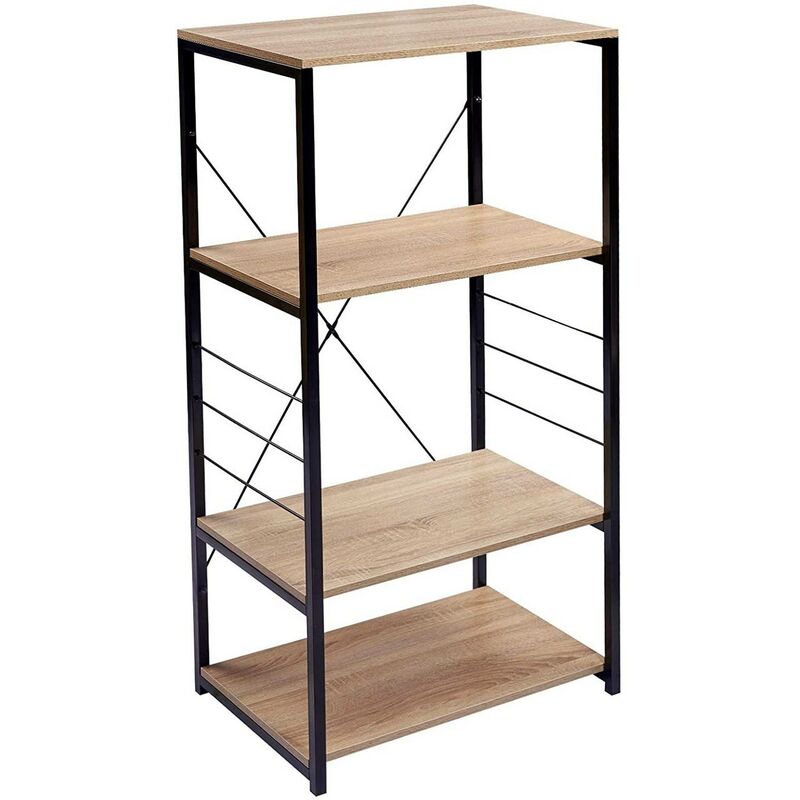 foto del prodotto scaffale per cucina 4 ripiani mensola da cucina scaffalature 60x40x123.5cm rovere woltu