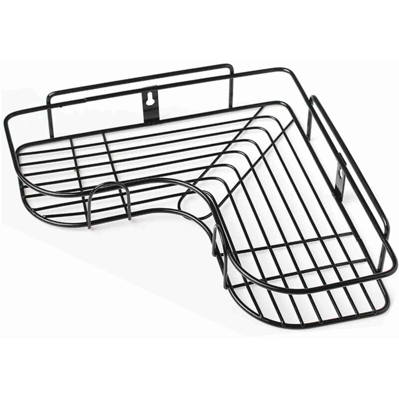 foto del prodotto scaffale per doccia angolare stoccaggio a parete triangolare per bagno cucina balcone nero eosnow
