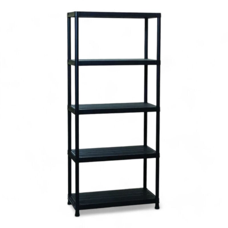 foto del prodotto scaffale per interni a 5 ripiani nero 80x40x180 cm capacit 50 kg per ripiano con kit fissaggio a muro incluso e certificazione t v