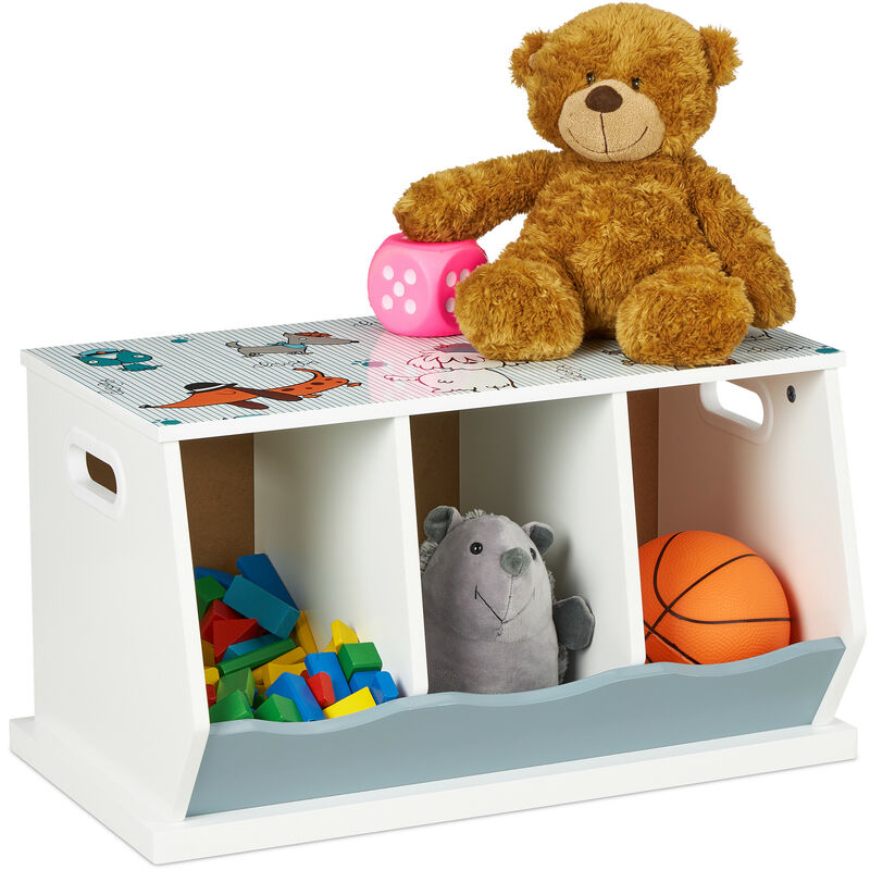 foto del prodotto scaffale per la cameretta dei bambini, mobile con 3 scomparti aperti, hxlxp 32,5x60x36 cm, in mdf, colorato relaxdays