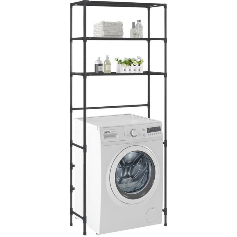 foto del prodotto scaffale per lavatrice con 3 ripiani nero 69x28x169 cm vidaxl