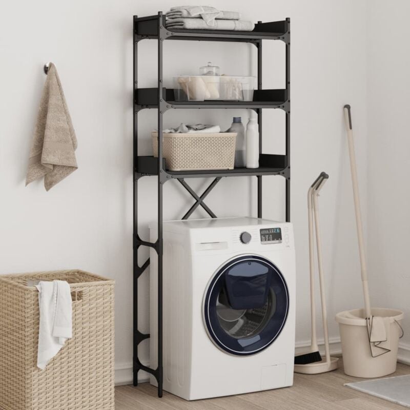 foto del prodotto scaffale per lavatrice nero 67x25x163 cm in legno multistrato vidaxl