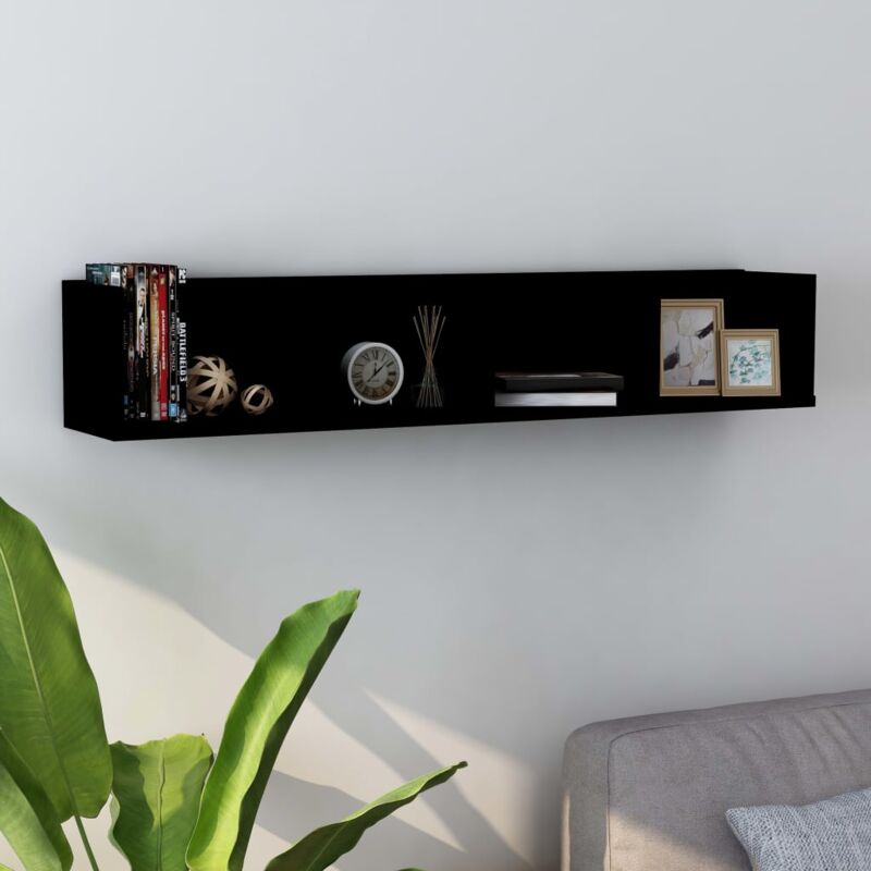 foto del prodotto scaffale porta cd a parete nero 100x18x18 cm legno multistrato vidaxl