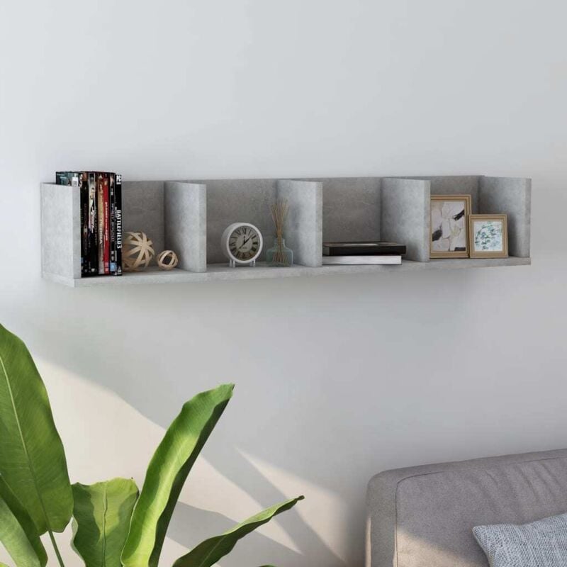 foto del prodotto scaffale porta cd grigio cemento 100x18x18 cm legno multistrato vidaxl