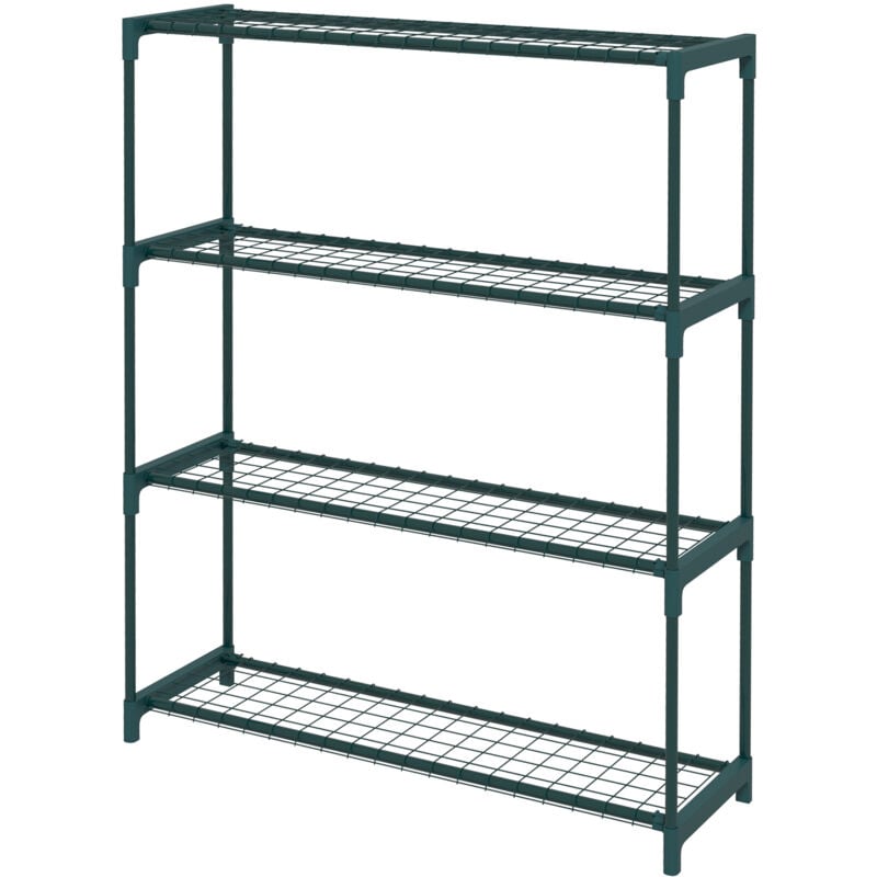foto del prodotto scaffale porta vasi salvaspazio 4 ripiani in acciaio 89x28x107cm verde outsunny