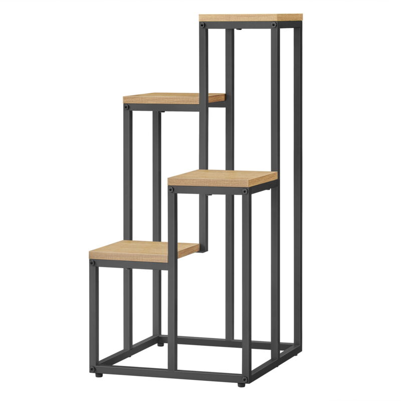 foto del prodotto scaffale portafiori con 4 ripiani rovere gambe nere