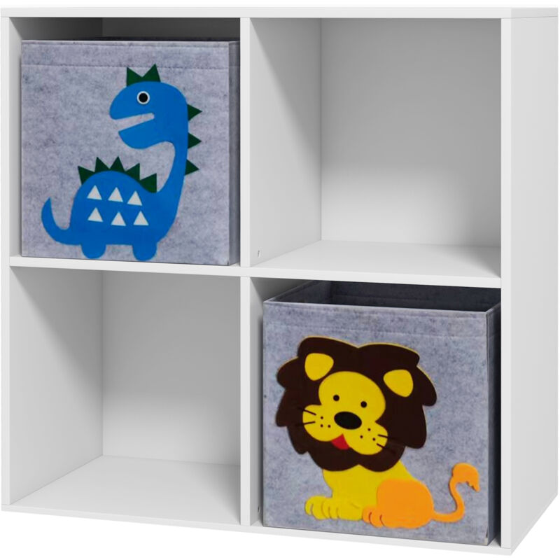 foto del prodotto scaffale portagiochi libreria per bambini con 4 scomparti bianco zonekiz