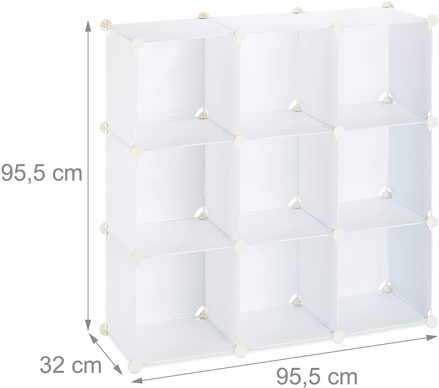 foto del prodotto scaffale portaoggetti 9 armadietti modulari montaggio fai da te plug in libreria nero bianco plastica 13 0001189 2