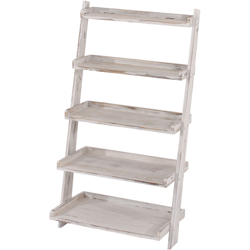 foto del prodotto scaffale portaoggetti decorativo shabby vintage legno paulonia 5 ripiani 38x64x119cm bianco