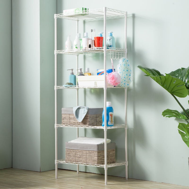 immagine 0 del prodotto scaffale portaoggetti in metallo per mobili da cucina, scaffale portaoggetti in metallo a quattro ripiani 4 ripiani, bianco