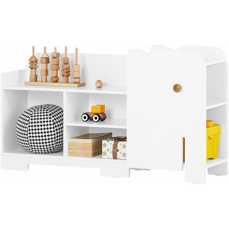 foto del prodotto scaffale portaoggetti libreria per bambini disegno dell elefante mobili per camerette bianco 110x25x60cm kmb62 w sobuy