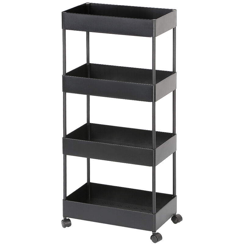 foto del prodotto scaffale portaoggetti mobile carrello rotante haloyo carrello portavivande per cucina bagno, 4 livelli,40 x 22 x 90 cm, nero