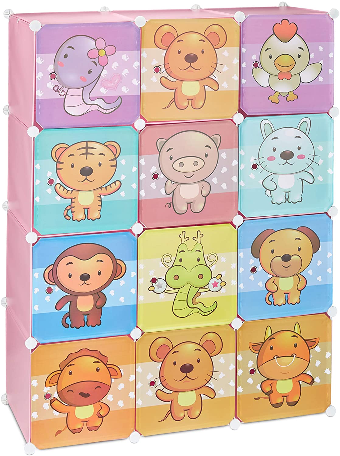 foto del prodotto scaffale portaoggetti per bambini armadietto modulare in plastica armadio animali armadio rosa 13 0001209