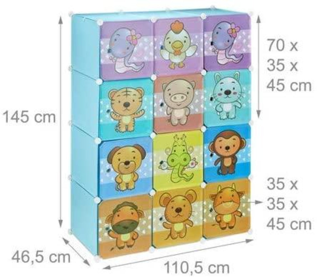 foto del prodotto scaffale portaoggetti per bambini armadio armadietto modulare in plastica per animali blu 13 0001209 2