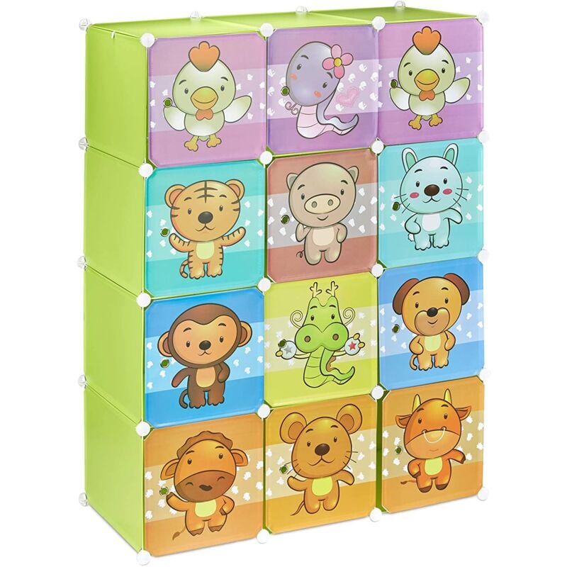 foto del prodotto scaffale portaoggetti per bambini armadio armadietto modulare in plastica per animali verde 1300012093