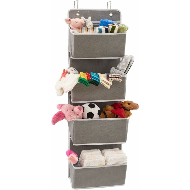 foto del prodotto scaffale portaoggetti sospeso in tessuto non tessuto con 4 tasche, ripiano portaoggetti da appendere sopra la porta, per bagno, guardaroba, armadio,