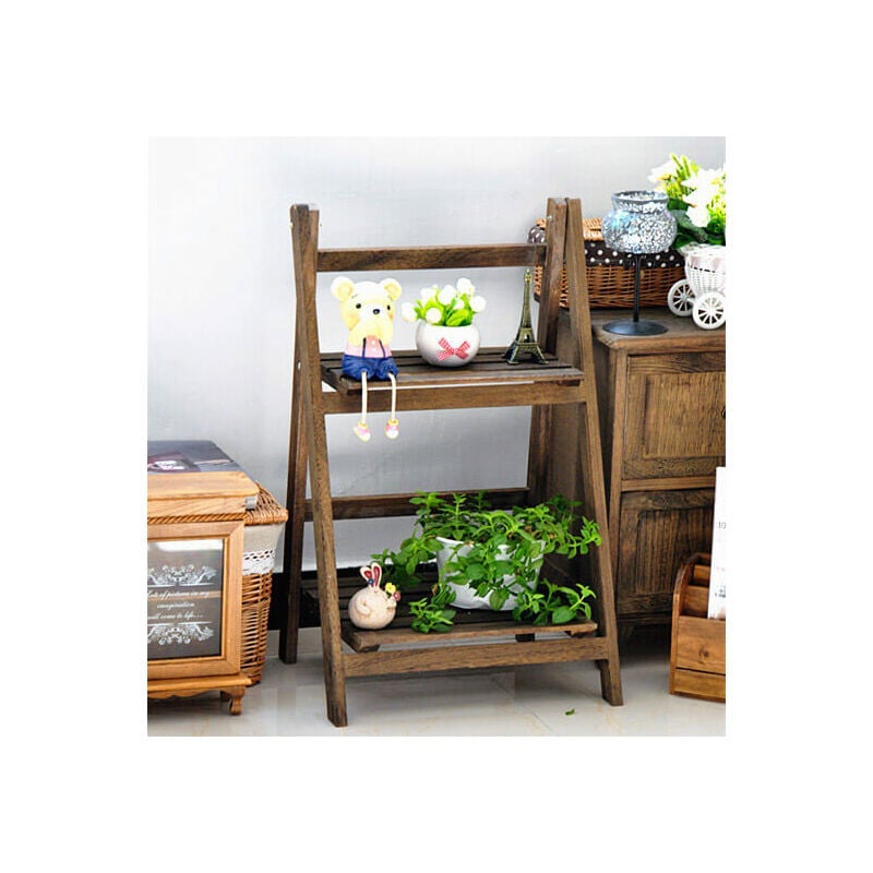 foto del prodotto scaffale portapiante 42x32x69 cm 2 ripiani richiudibile in legno fumer kelvin noce