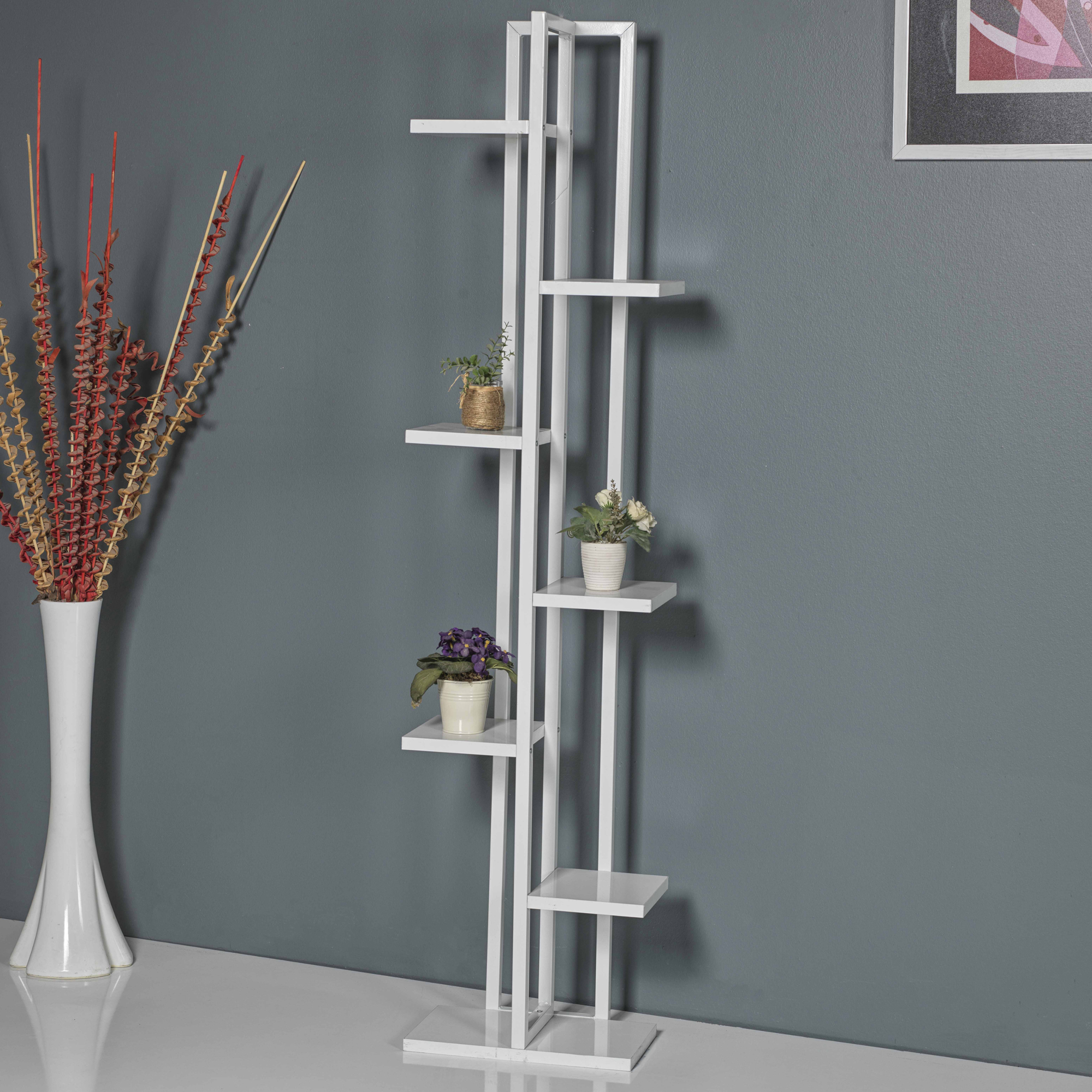 foto del prodotto scaffale portapiante 'somero' mobile a terra con ripiani portaoggetti - bianco en.casa