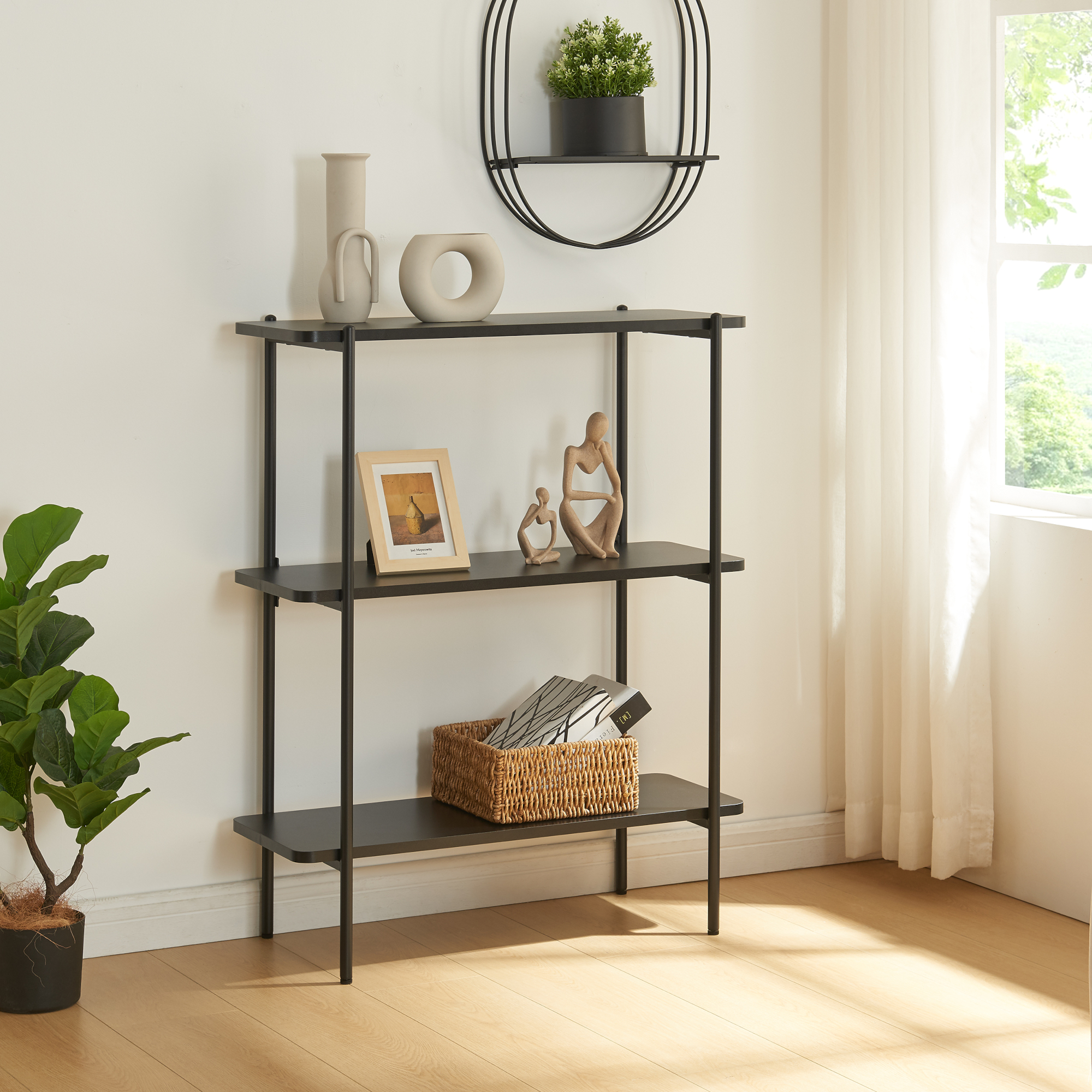 foto del prodotto scaffale samnanger libreria a 3 ripiani nero en.casa 
