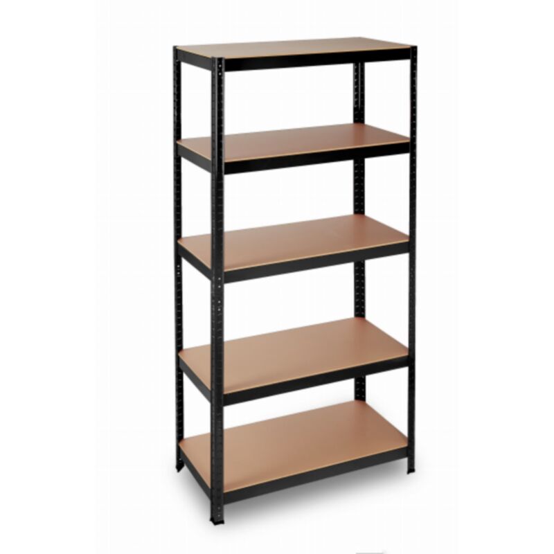 foto del prodotto scaffale scaffalatura a 5 ripiani in legno mdf metallo zincato colore nero 40 x 90 x h. 176 cm