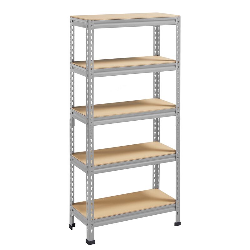 foto del prodotto scaffale scaffalatura garage in metallo 150x70x30 cm magazzino a 5 ripiani regolabili carico massimo per ripiano 150 kg chiaro grigio yaheetech