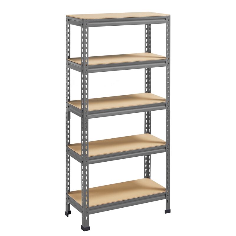 foto del prodotto scaffale scaffalatura garage in metallo 150x70x30 cm magazzino a 5 ripiani regolabili carico massimo per ripiano 150 kg scuro grigio yaheetech