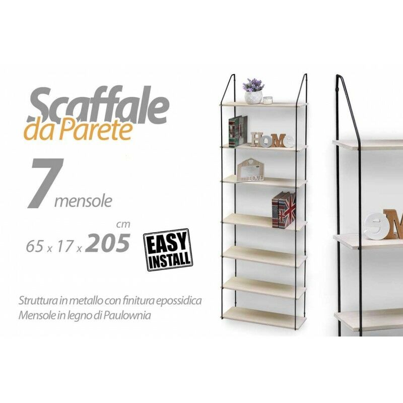 foto del prodotto scaffale slim da parete 7 ripiani cm 65 x 17 x 205 h