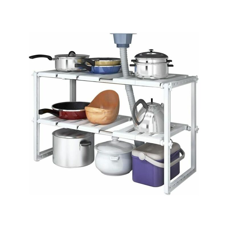 foto del prodotto scaffale sotto lavabo cucina 2 ripiani salvaspazio regolabile 38x26x50 70cm 5818