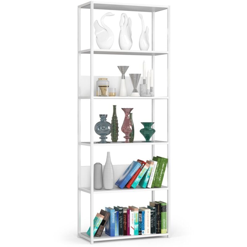 foto del prodotto scaffale stilo loft con ripiani in legno 70 cm bianca 70 cm 70x32x192 cm