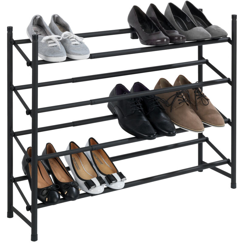 foto del prodotto scaffale telescopico antiscivolo hero per scarpe, porta scarpe per 24 paia, impilabile, in metallo, 62 115 x 68 x 26 cm, nero wenko