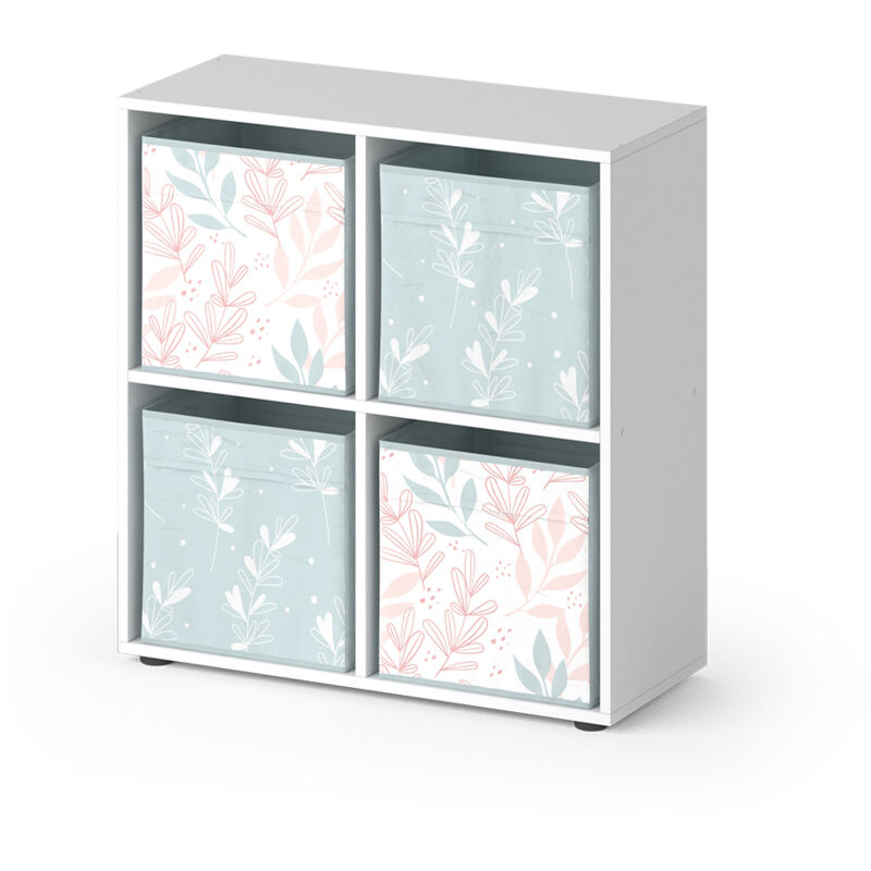 foto del prodotto scaffale tetra, bianco, 72.6 x 72 cm con 4 scatole pieghevoli opt.1 vicco