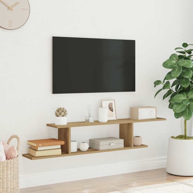 foto del prodotto scaffale tv parete rovere artigianale 125x18x23 cm truciolato vidaxl