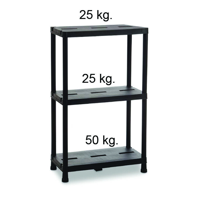 foto del prodotto scaffale universal pro 63 3 per interni con 3 ripiani nero art.127 cm.60x30x95h.