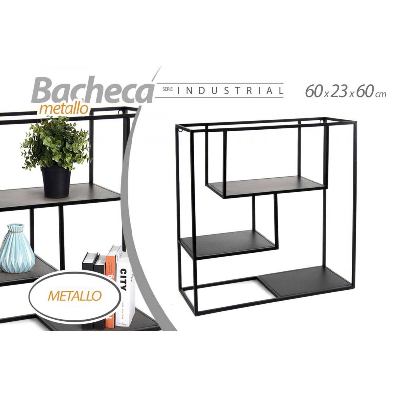 foto del prodotto scaffale urban nero bacheca da muro cm 60 x 23 x 60 h