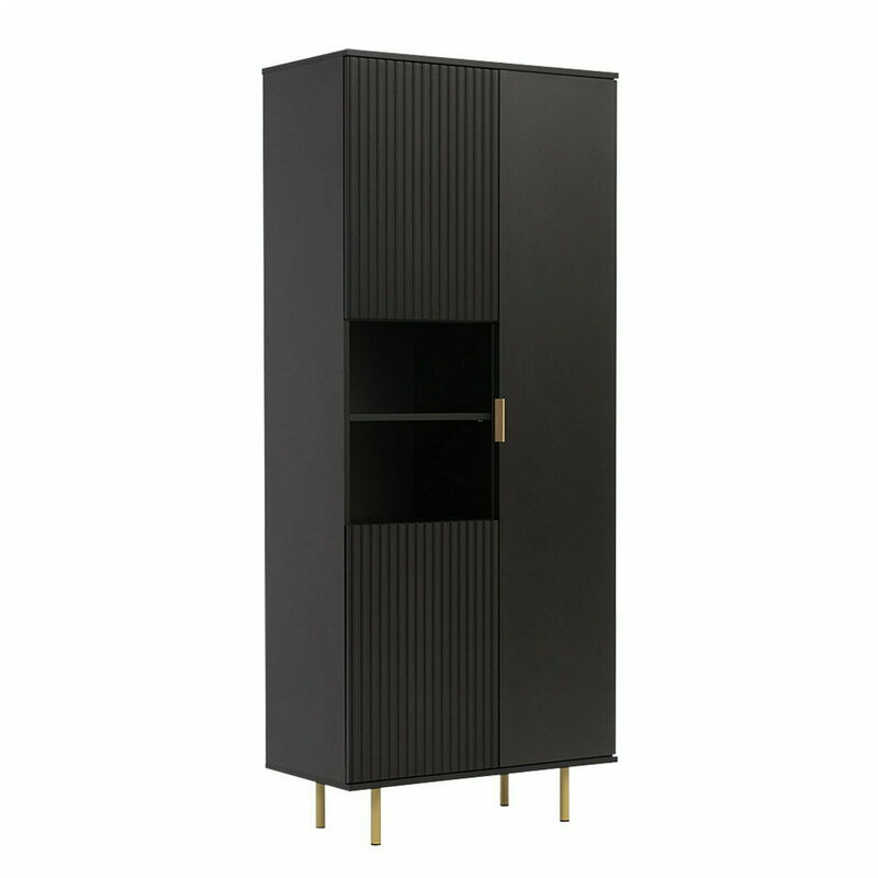 foto del prodotto scaffale virdomi 104, nero, con porte, chiuso, pannello di fibra a media densit , truciolare laminato, il numero di porte 0, numero di cassetti 0,