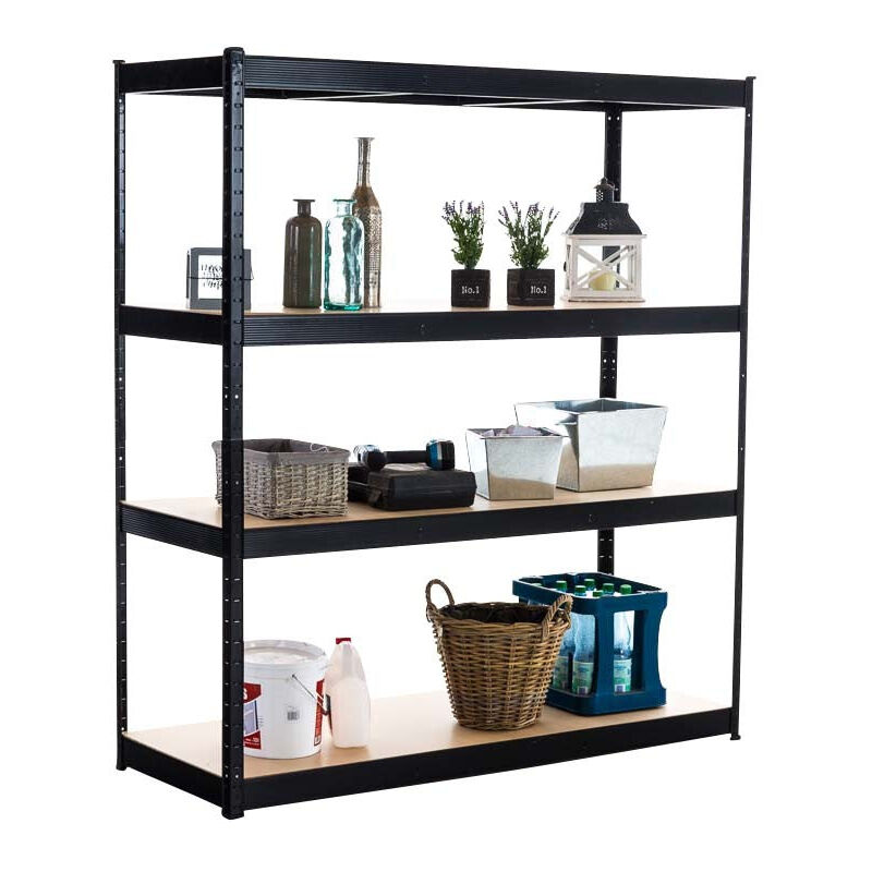 foto del prodotto scaffale zincato per carichi metallici pesanti 4 livelli nero 160x60x180cm eta10076