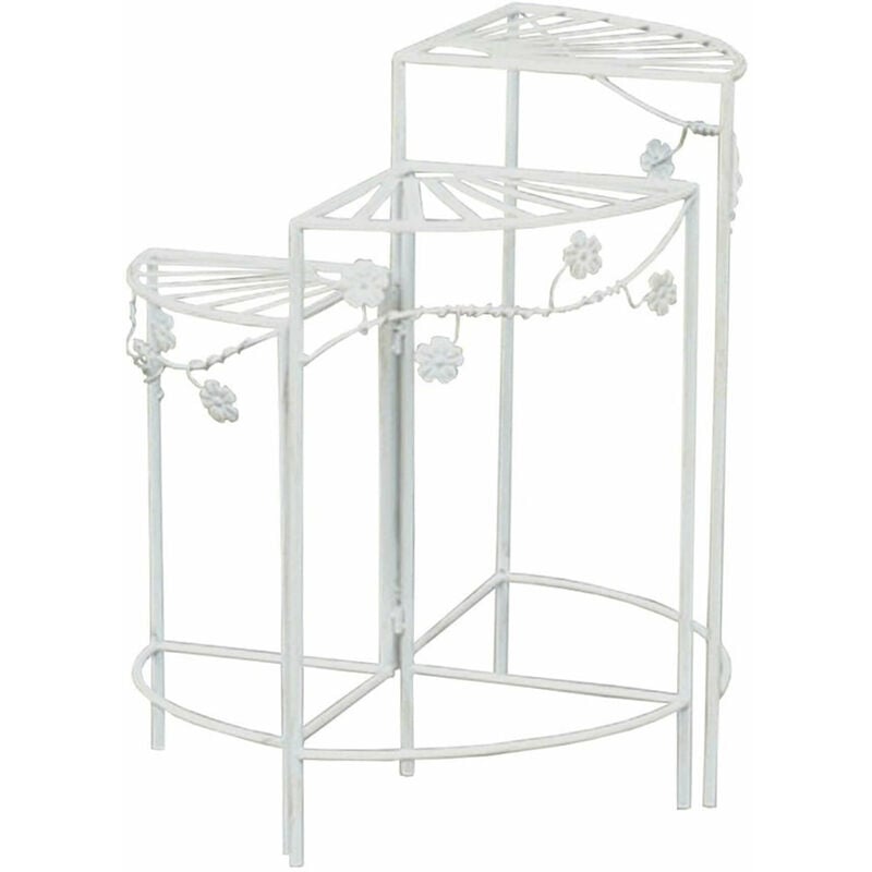 foto del prodotto scaffaletto tag re richiudibile in ferro battuto bianco decorato per arredo balconi e terrazze effetto vintage