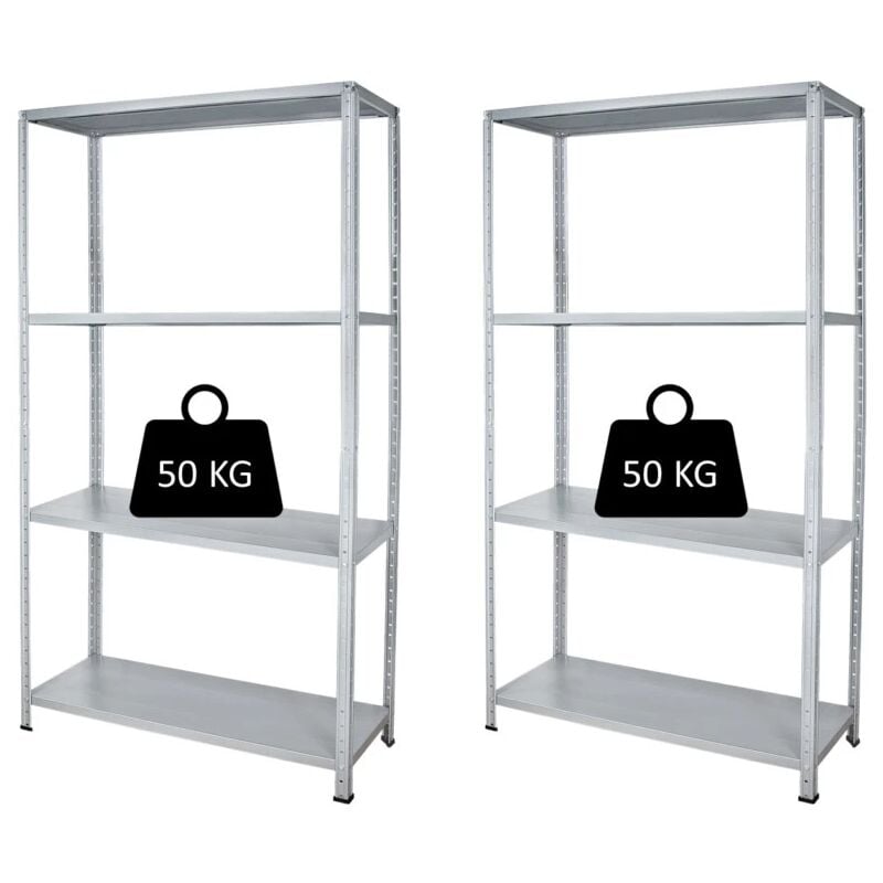 foto del prodotto scaffali 4 ripiani in metallo grima base grigio portata 200 kg 90x40x174 cm