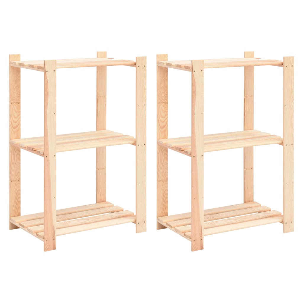 foto del prodotto scaffali a 3 livelli 2 pz 60x38x90 cm in massello pino 150 kg cod mxl 50544