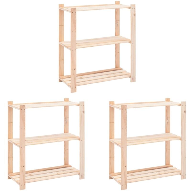 foto del prodotto scaffali a 3 livelli 3 pz 80x38x90 cm massello pino 150 kg vidaxl