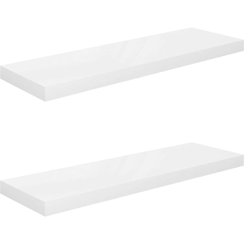 foto del prodotto scaffali a parete 2 pz bianco lucido 80x23,5x3,8 cm in mdf - vidaxl