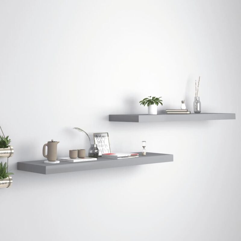 foto del prodotto scaffali a parete 2 pz grigi 90x23,5x3,8 cm in mdf