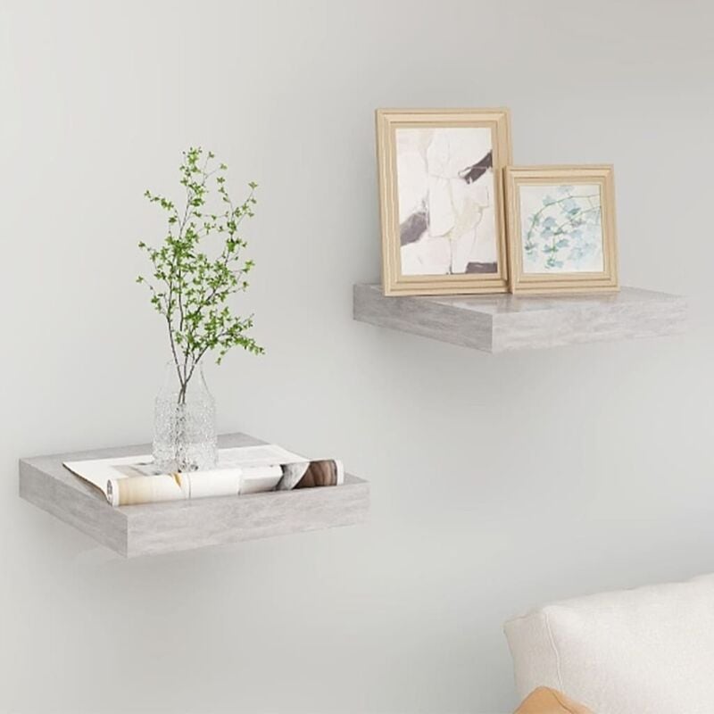 foto del prodotto scaffali a parete 2 pz grigio cemento 23x23,5x3,8 cm in mdf vidaxl