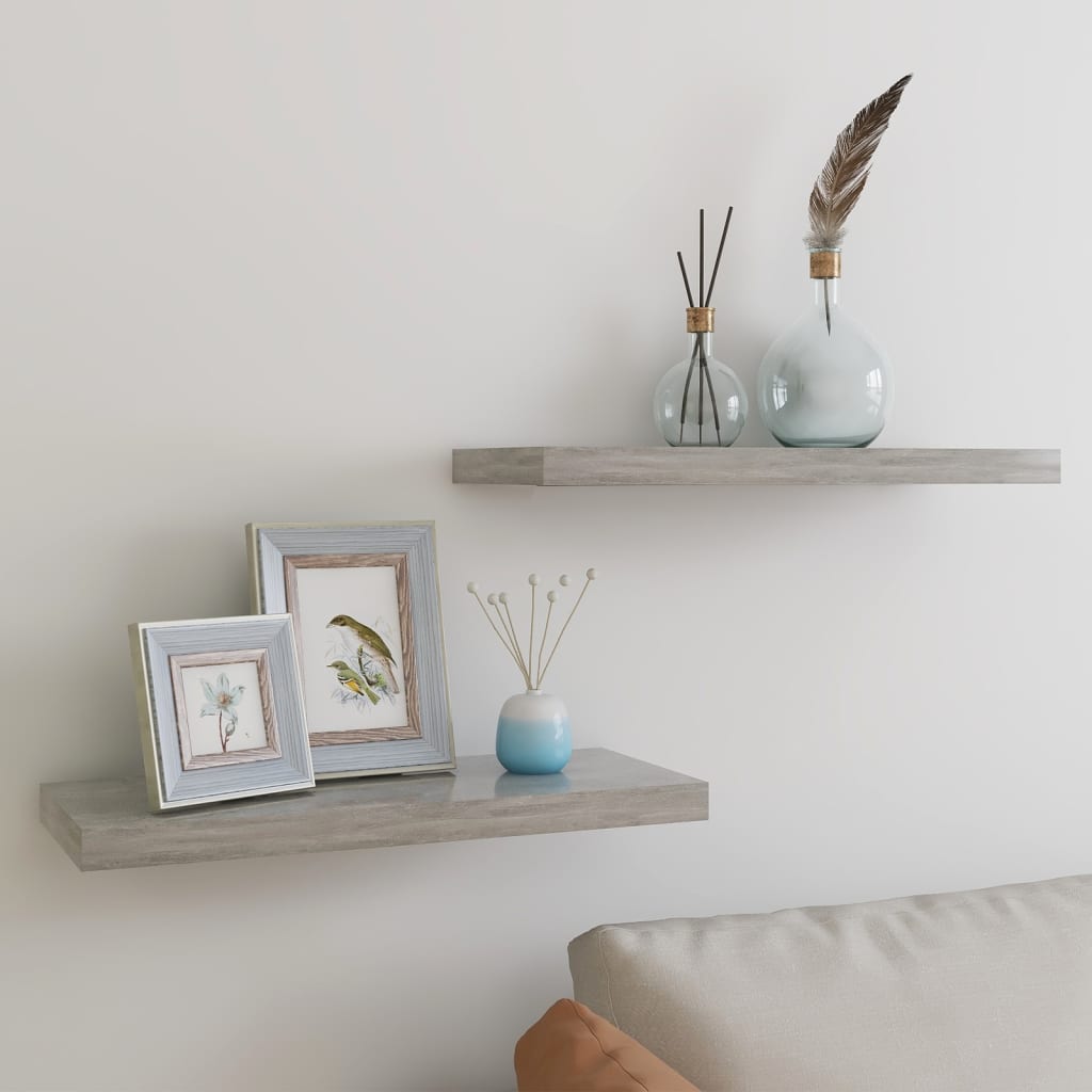 foto del prodotto scaffali a parete 2 pz grigio cemento 60x23,5x3,8 cm in mdf cod mxl 33656