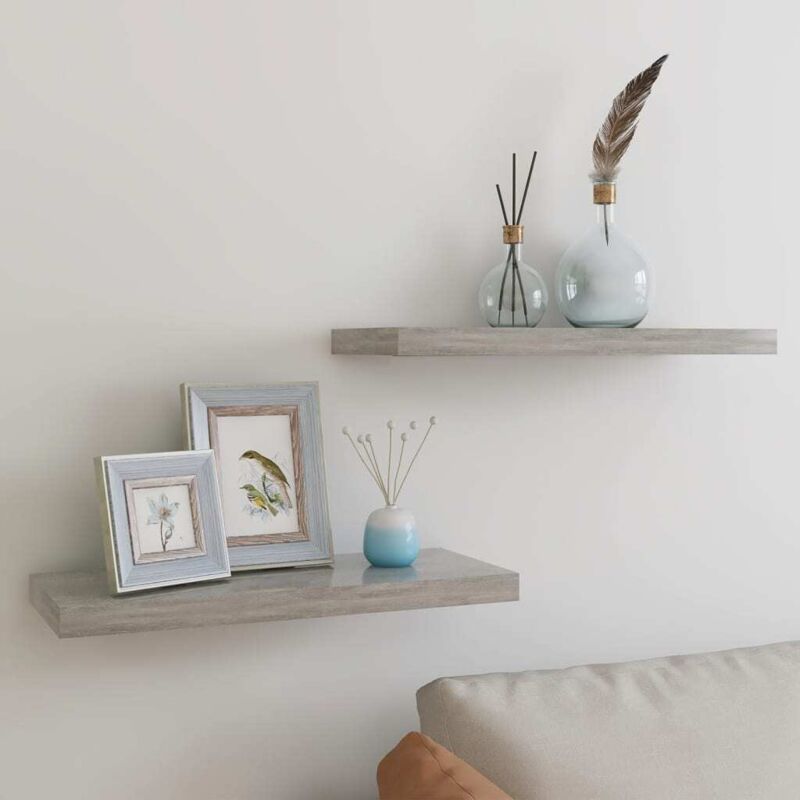 foto del prodotto scaffali a parete 2 pz grigio cemento 60x23,5x3,8 cm in mdf - vidaxl